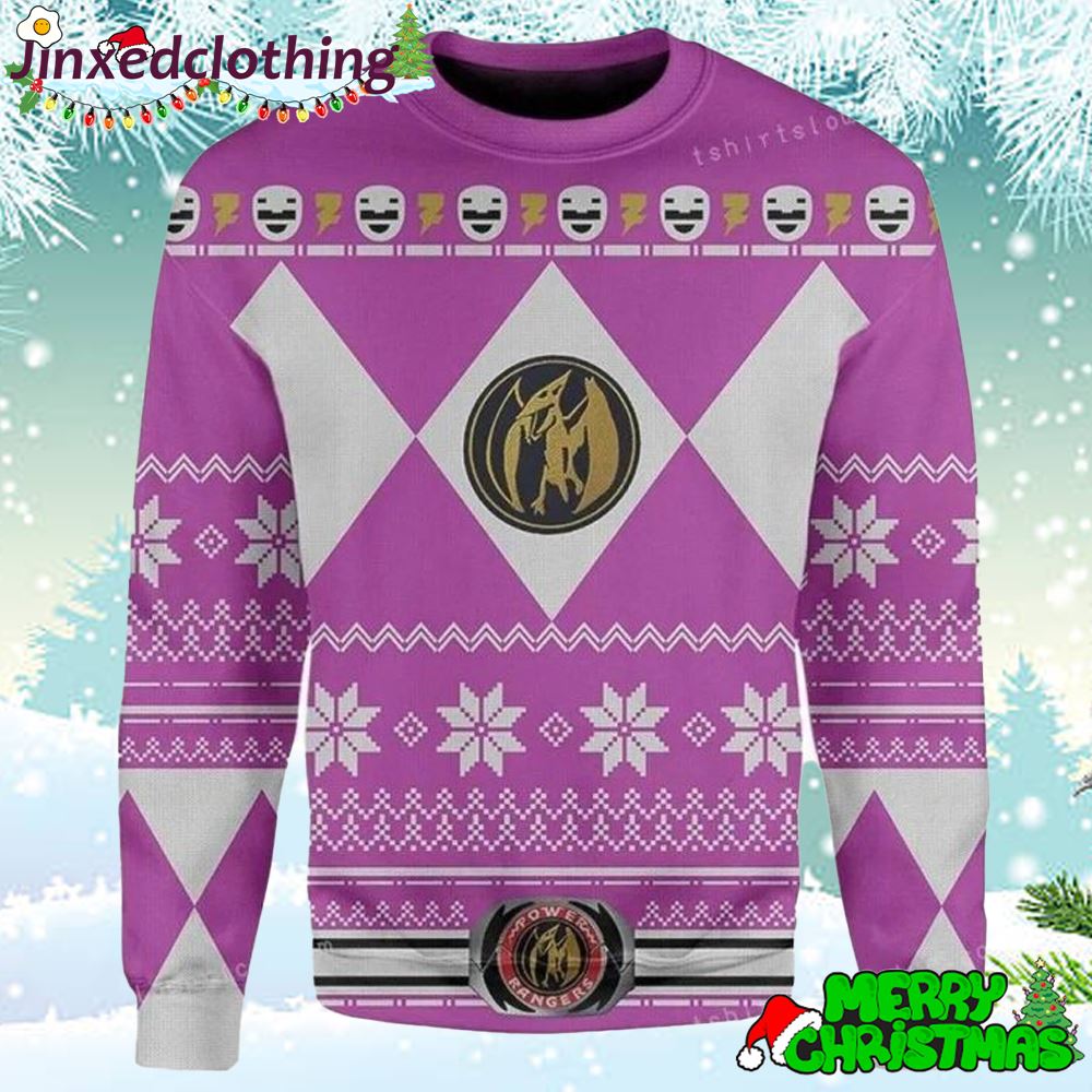 Mighty Morphin Pink Power Rangers Ugly Sweater 